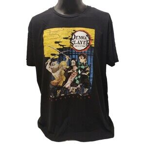 DEMON SLAYER T SHIRT MENS XXL 2XL BLACK YELLOW KIMETSU NO YAIBA MANGA ANIPLEX